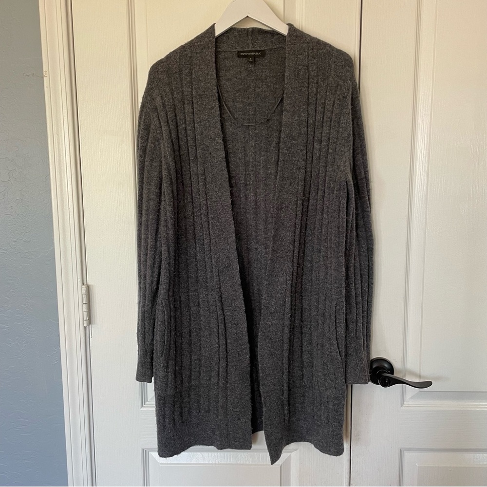 Banana Republic Charcoal Ribbed Wool Cardigan